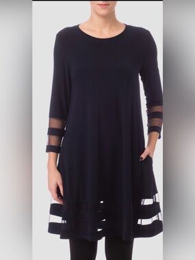 Joseph Ribkoff Black Tunic with Sheer Panel Details Size 14 Dress